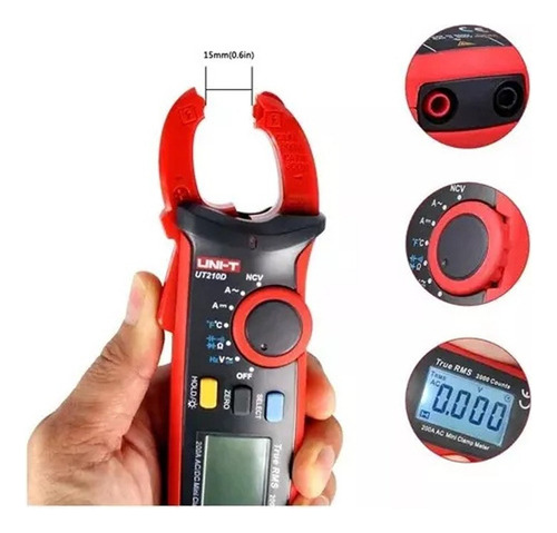 Uni-t210d Pinza Amperimétrica Multímetro Temperatura/ncv/led