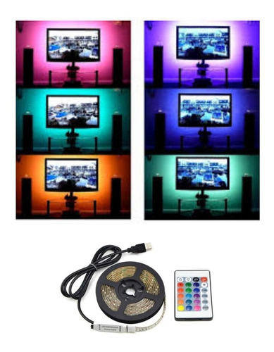 Tira Led Rgb Usb 2 Metros Para Smart Tv Y Otros Con Control