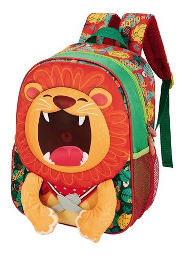 Mochila Escolar De Costas Infantil Cachorro 3d Auto Relevo Cor Laranja