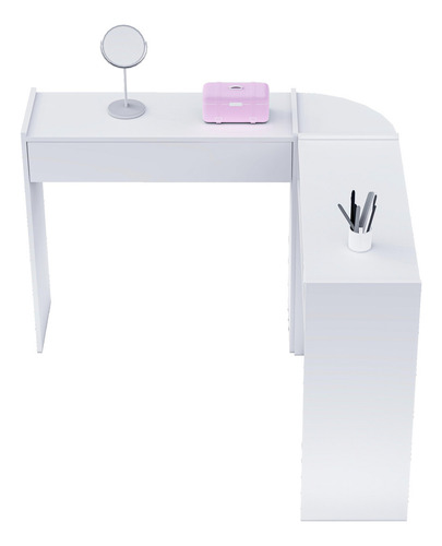 Mesa Manicure L Gaveta Completa Nail Designer Cabeleireiro Cor Branco