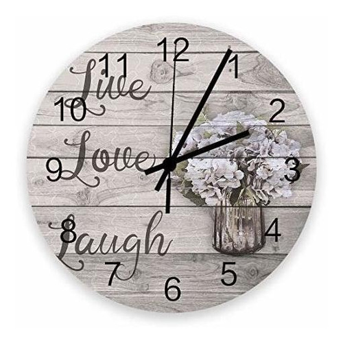 Live Love Laugh  Reloj De Pared Redondo De Madera De 12...