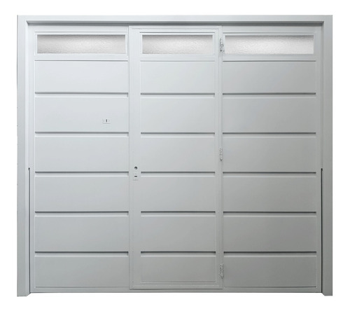 Porton Garage Chapa Con Puerta Y Postigo 255 X 205 Manual Gris Oscuro