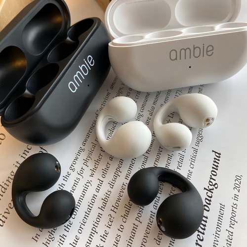 Fones de ouvido sem fio Ambide Sound Earcuffs Tws com controle de cor preta