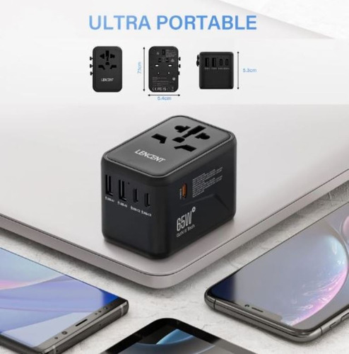 Adaptador De Tomada Com Usb Fusível Para Viagens +200 Países
