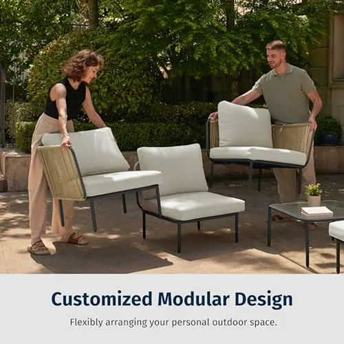 Set De Muebles De Patio Modular De 5 Piezas, Sofá De Esquina