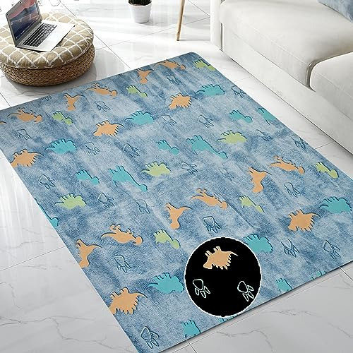 Seamless Dinosaur Pattern Glow In The Dark Area Rug Are...