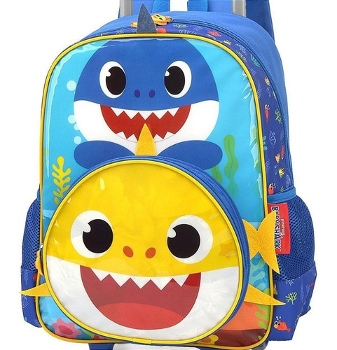 Mochila Rodinha Luxcel Baby Shark Azul Escuro