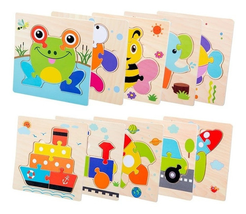 Rompecabezas Madera Para Niños Pack 6 Puzzles 3d