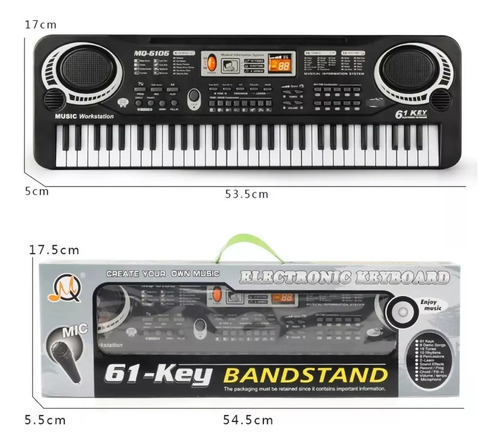 # Piano Electrónico De 61 Teclas Con Micrófono Para Niños