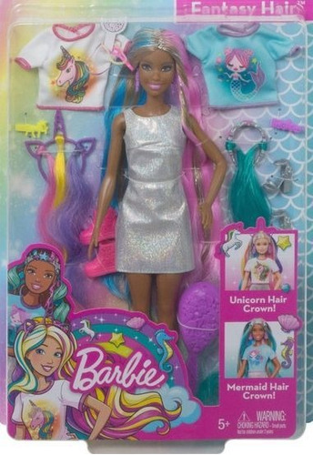 Barbie Fantasy Hair - Negra ! Unicornio Y Sirena - Original 
