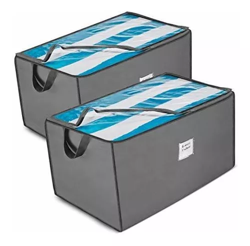 ZOBER Organizador de bolsas de almacenamiento jumbo (paquete de 2) caja de  almacenamiento de gran capacidad con asas de correa reforzadas, material no