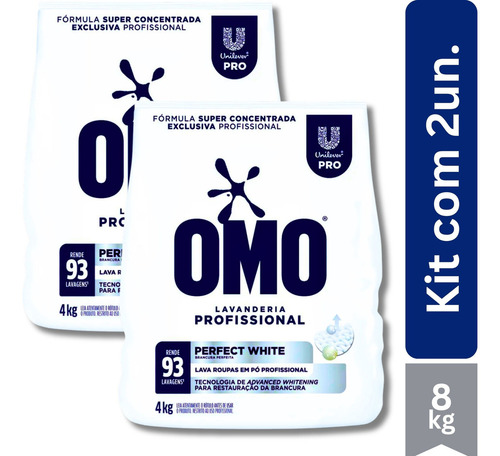 Sabão Em Pó Omo Lavanderia Profissional Perfect White 2x4kg