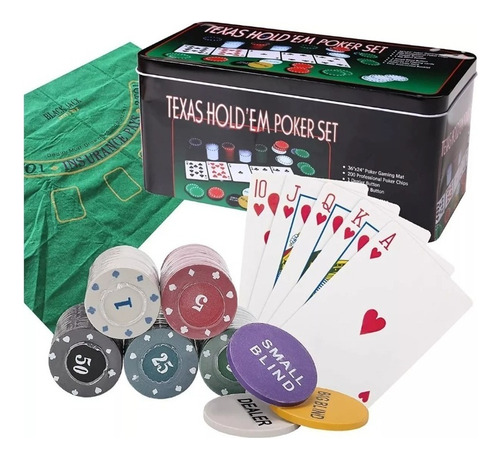 Set Poker Juego De Mesa 200 Fichas + Naipes Y Mantel