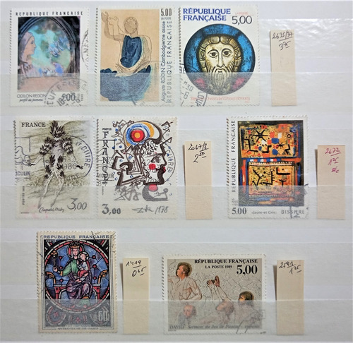 Francia Arte, Lote De 8 Sellos Pinturas 1964 Usados L18015