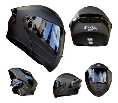 Casco Moto Kov Nebula Abatible Con Gafas Dot Color Negro mate Tamaño del casco S