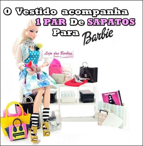Vestido Bailarina Para Boneca Barbie + Sapatilhas Ballet 06m