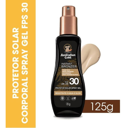 2 Protetores Solares Spray Gel Fps 30 Instant Bronzer 125g