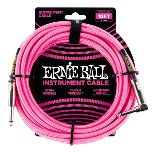 Ernie Ball Cable Para Instrumento P06078 3 Mts Rosa