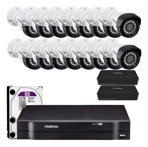 Kit 16 Câmeras Ip Intelbras Nvd 1316 Vip 1230 Full Hd 1080