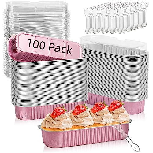 Ruckae 100 Pack Mini Loaf Pan Mini Panes De Horneado 48hgq