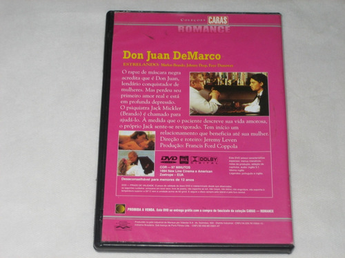 Don Juan De Marco - M. Brando/j. Depp/faye D, - 1994 - Dvd (Usado)