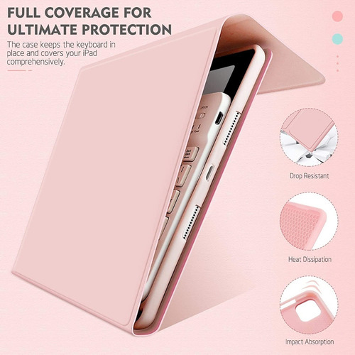 Imagen 4 de 9 de Funda Para iPad 10.2 7/8/9 Gen + Teclado Color + Slot Pencil