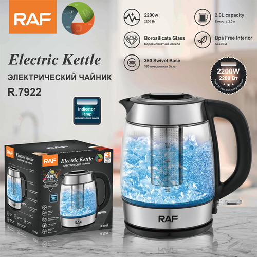 Hervidor Eléctrico Filtro De Té Acero Inoxidable Y Vidrio 2l