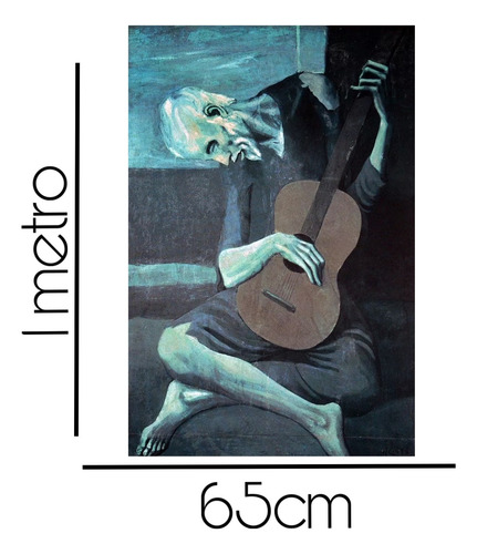 Cuadro Decorativo Obra Pablo Picasso En Canvas Ultra Violeta El Viejo Guitarrista Ciego 1m X 65cm