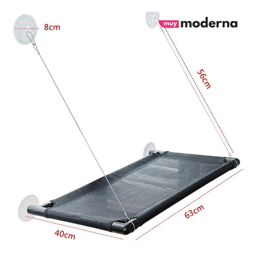 Imagen 4 de 7 de Cama Colgante Gato Para Ventana Ventanal Hasta 25kg Muymode®