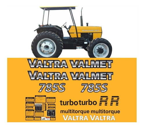 Kit Completo Adesivos Compatível Trator Valtra 785s Turbo