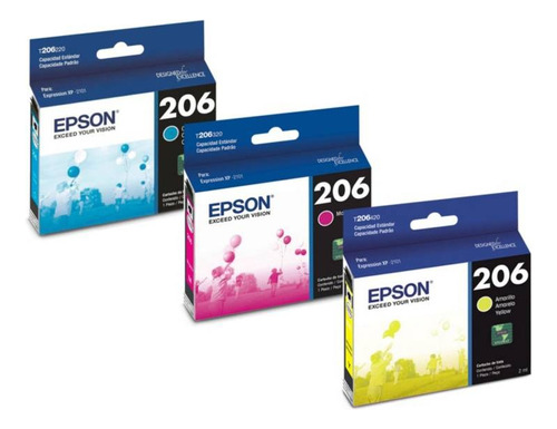 Pack 3 Cartuchos Originales Epson 206 Para Xp-2101 Colores