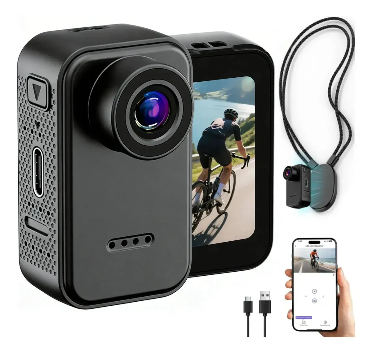 Câmera Esportiva SPOETRY 4K Wi-Fi para Ciclismo e Acampamento