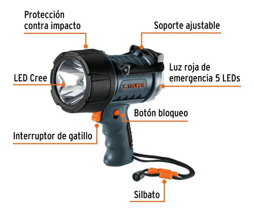 Lámpara Recargable De Led 300 Lm Alta Potencia, Truper