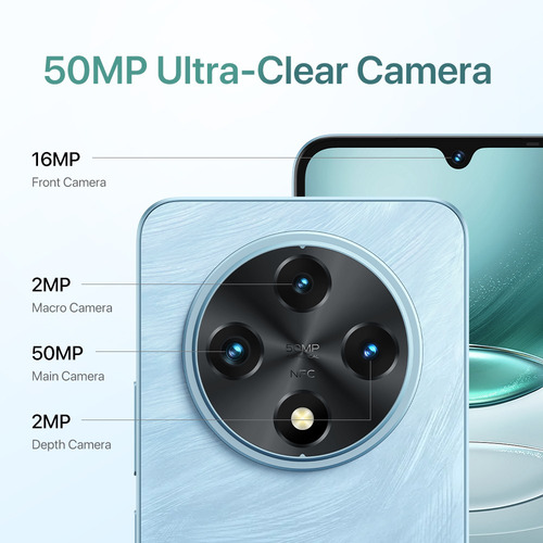 Smartphone Umidigi G100 Android 14, Nfc 6000 Mah, 6,9 Pulgadas, 120 Hz, Cuidado De Los Ojos, Unisoc T615, 6 Gb De Ram, 128 Gb De Rom, Cámara De 50 Mp,