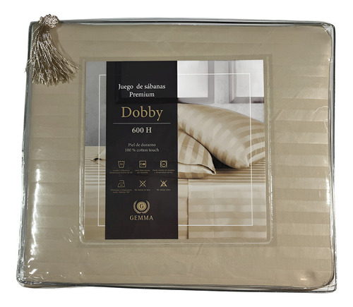 Juego De Sabanas Dobby Suaves 600h King Size Cotton Touch Beigh Dobby