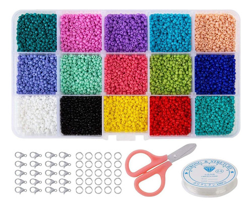 Cuentas De Cristal De 2mm De 15 Colores, Para Hacer