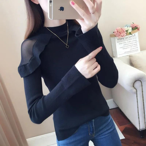 Jersey De Cuello Alto De Manga Larga Con Corte Ajustado