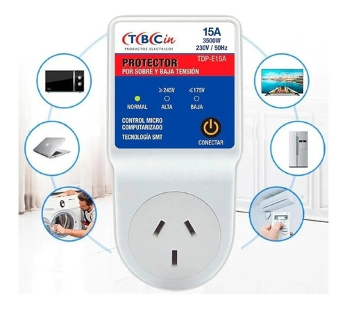 Imagen 2 de 9 de Protector Alta Baja Tensión 20a 4500w Aire Heladera Tv Tbcin