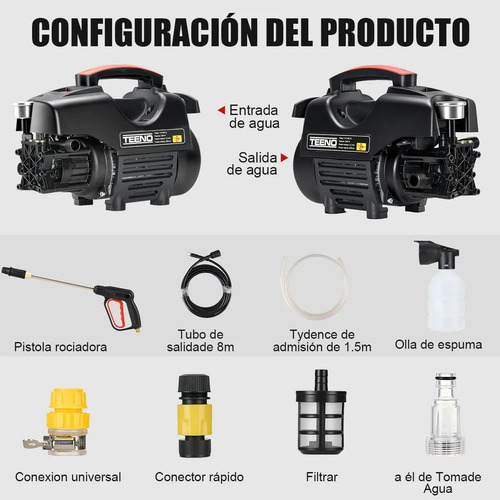 Teeno hidrolavadora 2600psi de presión máxima 2400w negro Blackdecker ats4t