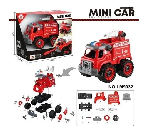 Vehiculo Para Armar Camion De Bomberos Mini Car Fire Control