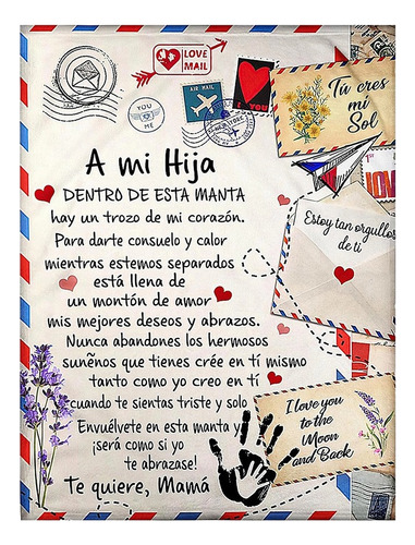 . Mantas Con Mensaje Con Carta A Mi Hija.