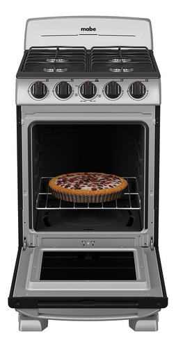 Estufa Mabe Em5032baps1 A Gas 4 Quemadores Plateada Puerta Con Visor