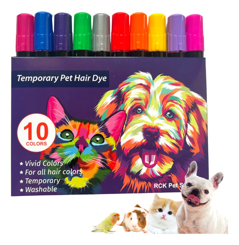 Rck Pet Supplies 10 Piezas De Tinte Temporal Para El Pelo De