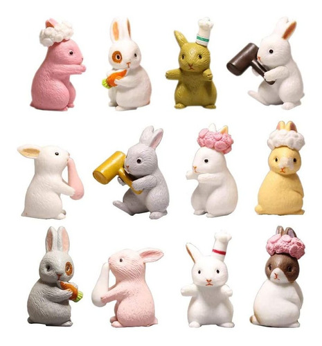 Hanyoer 12 Pcs Encantadores Conejos Personajes De Anima...