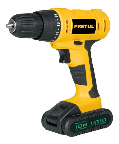 Imagen 1 de 2 de Taladro eléctrico destornillador Pretul TALI-20P inalámbrico 650rpm 60Hz 51W amarillo 127V 20V con caja