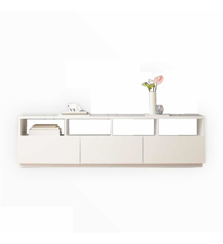 Rack Mueble Tv 160 Largo Melaminico Blanco Mdf 18mm Masdeco