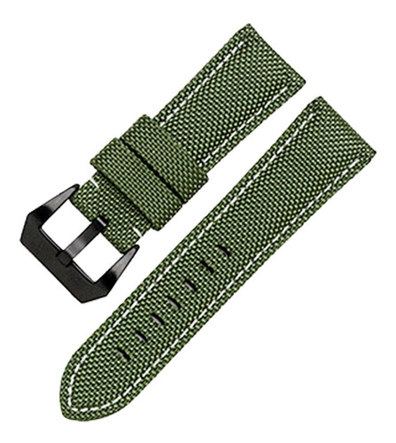 Correa Extensible Compatible Con Panerai Canvas Lona 26mm Verde-hebilla Negra 2.6 Cm