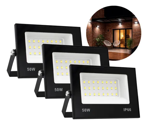 Kit 3 Refletor Led 50w Holofote Bivolt Prova D&amp;quotágua Frio