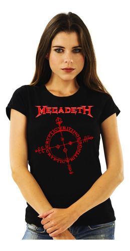 Polera Mujer Megadeth Cryptic Writings Roja Metal Impresión