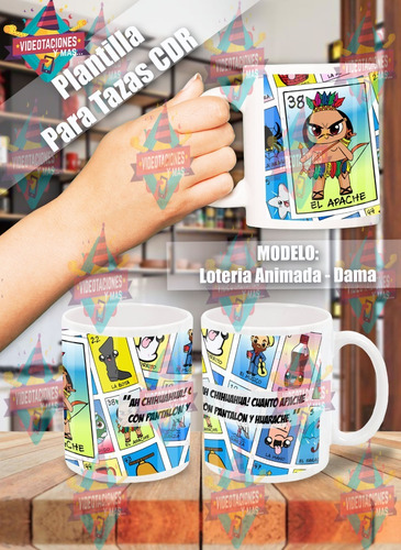 10 Plantillas Sublimacion Tazas Loteria Mexicana Animada (Usado)